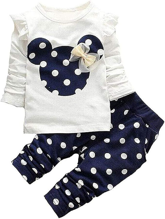 Cute Toddler Baby Girls Clothes Set Long Sleeve T-Shirt and Pants Kids 2pcs Outfits