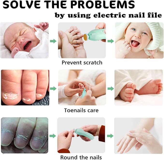 Baby Nail Trimmer Electric Nail File Baby Nail Clippers, 20 in 1 Safe Nail Filer Grinder Kit for Newborn Infant Toddler Kids or Adults Toes Fingernails Care Trim Polish, Led Light and Grinding Heads