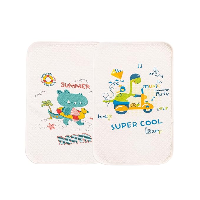 2 Pcs 12x20Inches Waterproof Changing Pads for 0-6 Months Baby,Cute Leak Proof Crib Disaper Pads,Portable Unisex Baby Changing Mat for Home&Travel. (Dinosaur)