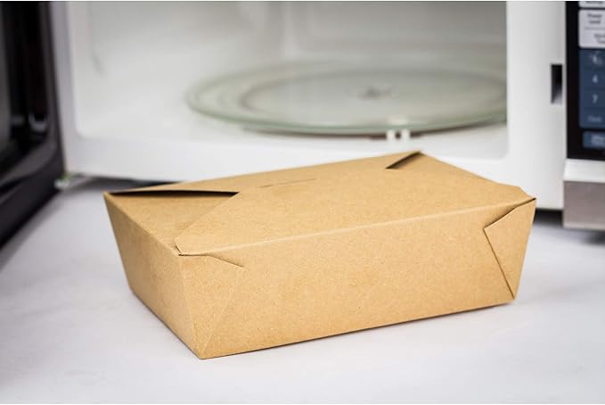 Karat Paper To Go Boxes [76 oz - 200ct] Leak-Resistant, Microwavable, Heavy-Duty Take Out Boxes | Grease Resistant & Stackable | #3 Kraft Brown