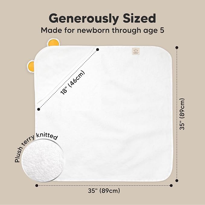 KeaBabies Hooded Baby Towel for Newborn - Viscose Derived from Bamboo Large Baby Bath Towels with Hood for Boys, Girls, Toddler, Extra Absorbent & Soft Newborn Bath Essentials (Bear)