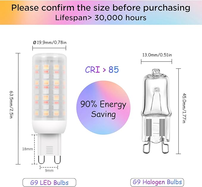 I-SHUNFA Wi-Fi RGBCW Smart G9 LED Bulbs,Compatible with Alexa/Google Home,Multicolour Dimmable,2700K-6500K,4W,400LM AC 120V,Brightness Adjustable 1%-100%,with Musical Rhythm LED Light Bulb,3 Pack