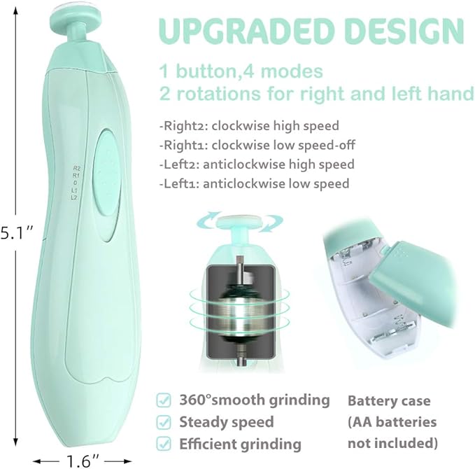 Baby Nail Trimmer Electric Nail File Baby Nail Clippers, 20 in 1 Safe Nail Filer Grinder Kit for Newborn Infant Toddler Kids or Adults Toes Fingernails Care Trim Polish, Led Light and Grinding Heads