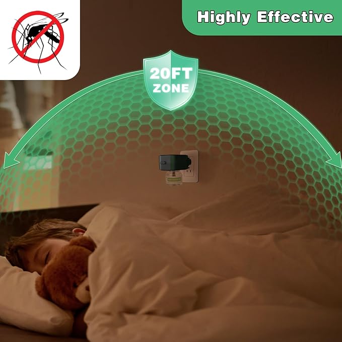 Mosquito Repellent Indoor Use with 1-Pack 280 Hr Repellent Refills, Electronic Mosquito Repeller Plug in, Highly Effective, DEET-Free, for Home, Bedroom, Office, Kitchen (Black)