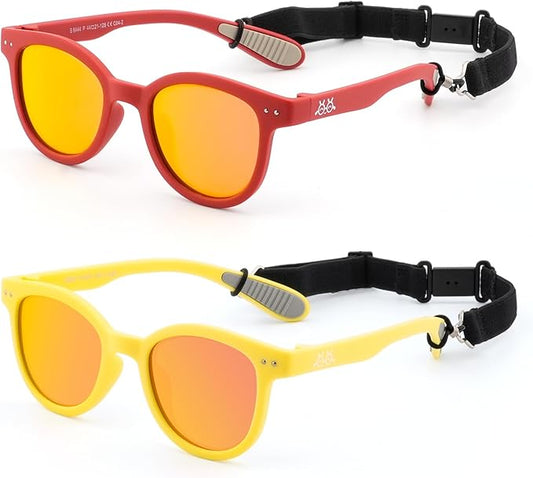 EYEBUDDY Kids Sunglasses for Boys Girls Age 2-8 Polarized UV Protection Toddler Children Sun Glasses Pack of 2