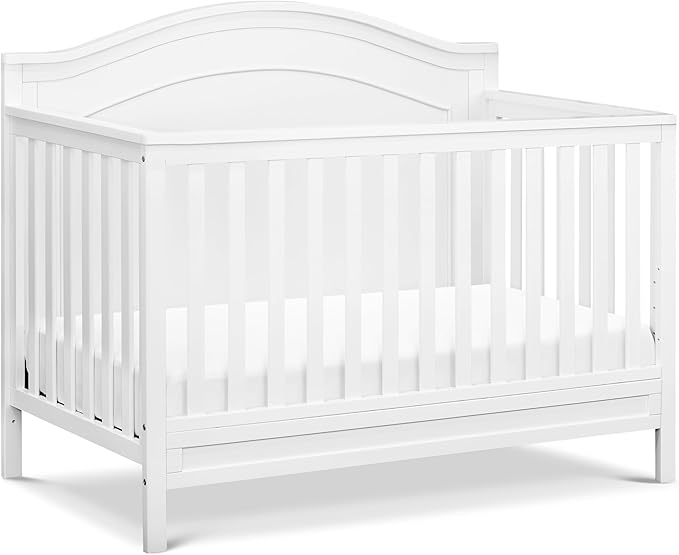 daVinci Charlie 4-in-1 Convertible Crib - GREENGUARD Gold Certified - Converts from Baby Crib to Toddler Bed, Daybed, and Full-Size Bed Effortlessly - 4 Adjustable Heights - Wooden White Baby Bed