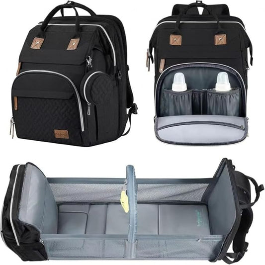 Baby Diaper Bag Backpack with Changing Station, Large Capacity, USB Port, Pacifier Case, Mosquito Net & Wipes Bag Stylish Travel Bag for Boys, Girls, Moms & Dads, Shower Gift