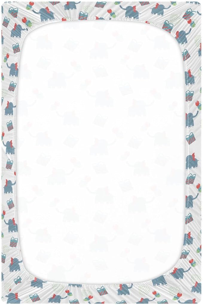 Elephant Gift Crib Sheets for Neutral Bassinet Play Sheets,Sheets Toddler Bed Sheets for Baby Boys Girs 39 * 27 * 5in