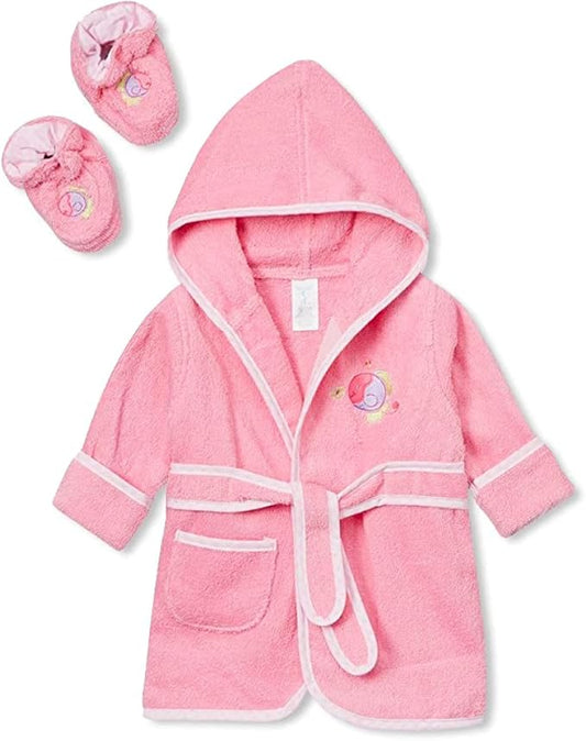 Spasilk 100% Cotton Hooded Terry Bathrobe with Booties Baby One Size Gifts — Shower