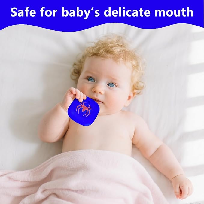Chew Necklaces for Sensory Kids, 3 Pack Sensory Toys Silicone Chewy Necklace Sensory for Babies Toddlers, Baby Teething Toys for 0-24 Months Oral Motor Stimulation (Spider)