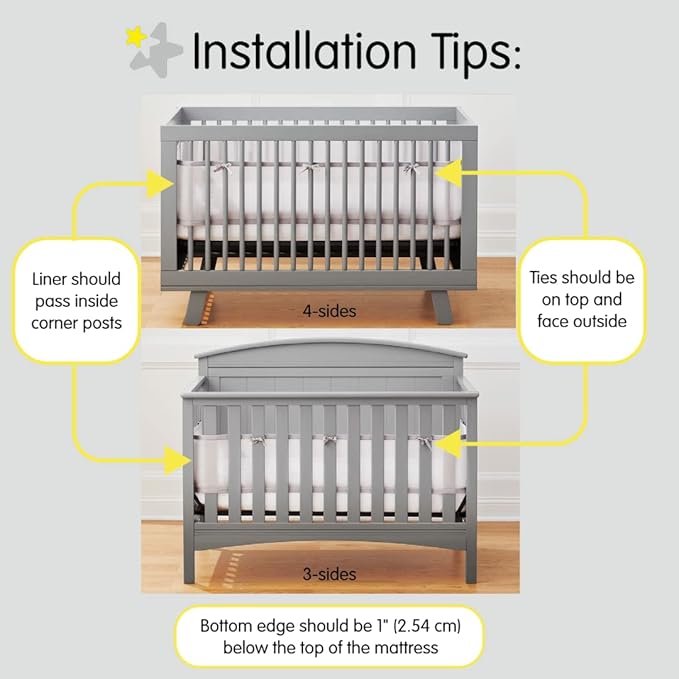 BreathableBaby Breathable Mesh Liner for Full-Size Cribs, Classic 3mm Mesh, White (Size 4FS Covers 3 or 4 Sides)