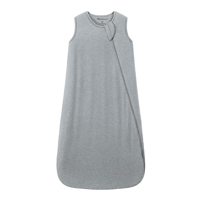 Mosebears Unisex Baby Sleep Sack 1.0 TOG, Supersoft Rayon Made from Bamboo Wearable Blanket with 2-Way Zipper (Grey,6-18 Months)