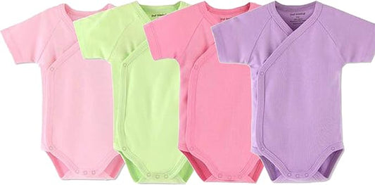 Baby Boys Girls Short Sleeves Kimono Clothes Cotton Baby Side-Snap Bodysuit Pack of Baby Layette Set