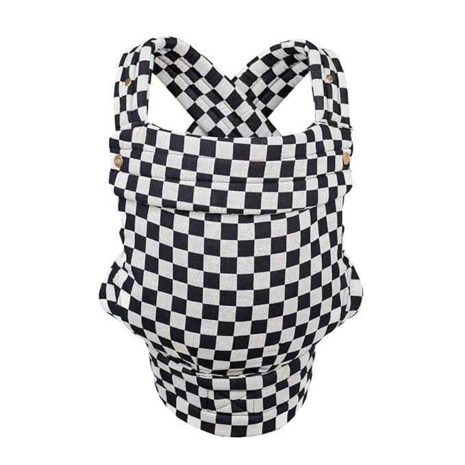 Mabē Monarch Ergonomic Baby Carrier – Premium Cotton Soft Structured Newborn to Toddler Carrier with Hip-Healthy Design, 3 Carry Positions (7-35lbs), Lightweight & Breathable, (Ebony Check)