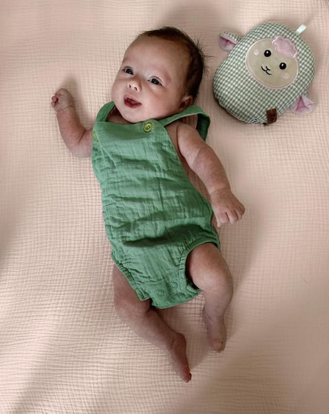 Hugs & Llamas | 100% Organic Cotton Muslin Fitted Crib Sheet - Baby Crib Sheets for Boys & Girls - Neutral (Cotton Candy)
