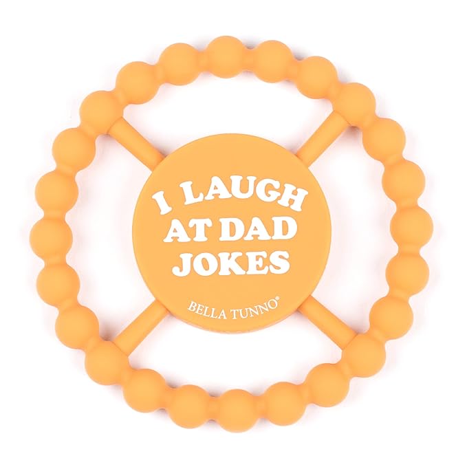Baby Teether by Bella Tunno, Silicone Teethers for Babies 3-6 months, 6-12 months, Baby Toys, Pacifier, Teething Relief, Boys, Girls, I Laugh At Dad Jokes