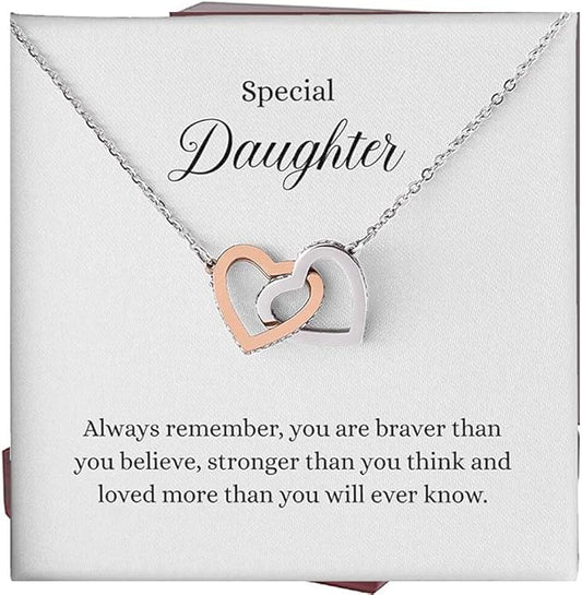 To My Daughter Gift Necklace From Dad or Mom - Badass Daughter Jewelry With Heartfelt Message & Elegant Box