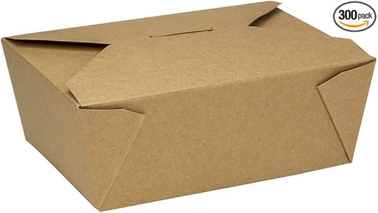 Karat Paper To Go Boxes [48 oz - 300 ct] Leak-Resistant, Microwavable, Heavy-Duty Take Out Boxes | Grease Resistant & Stackable | #8 Kraft Brown