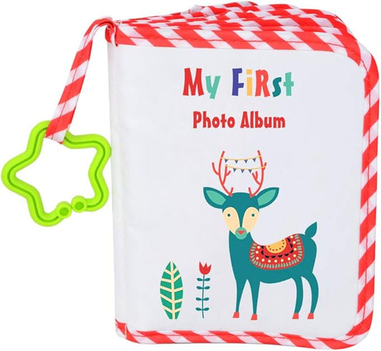 Photo Album Soft Cloth Photo Book First Year Memory Album Shower Gift for Babies Newborns Toddlers & Kids,Holds 4x6 Inch Photos. (Red)