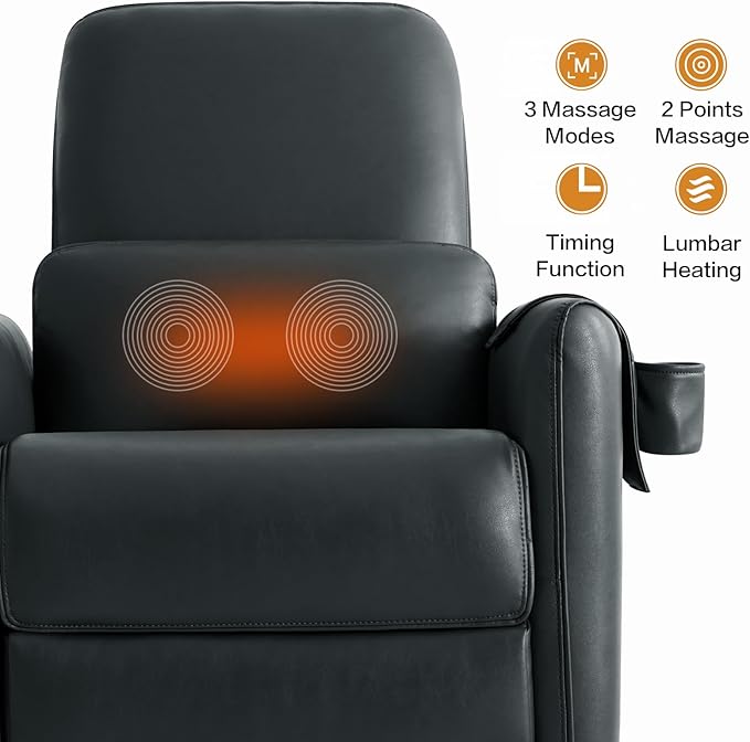 Genuine Leather Modern Electric Swivel Glider Power Recliner Chair with USB and Type-C Ports for Living Room, Power Lift Function, Grey