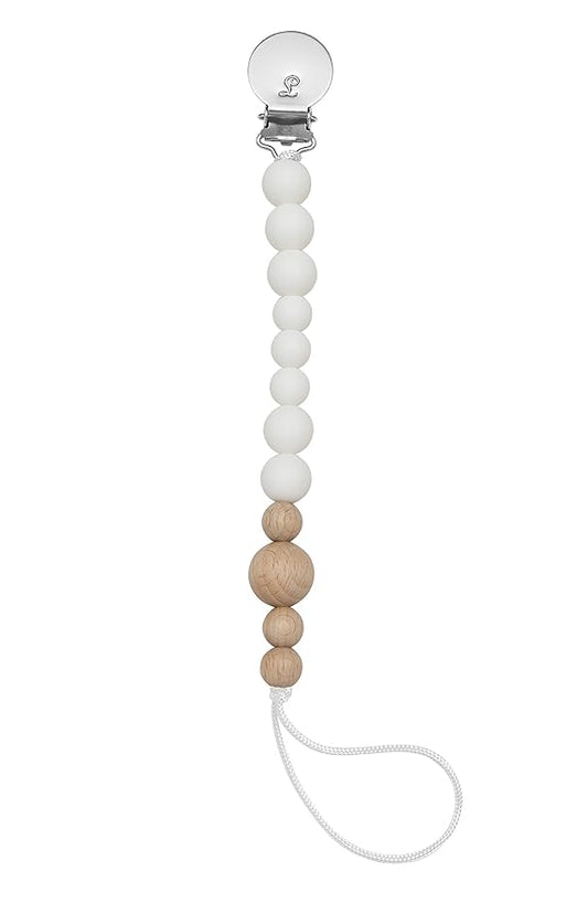 Loulou Lollipop Silicone Soother Pacifier Clip Binky Holder for Newborn and Baby - Color Block (White)