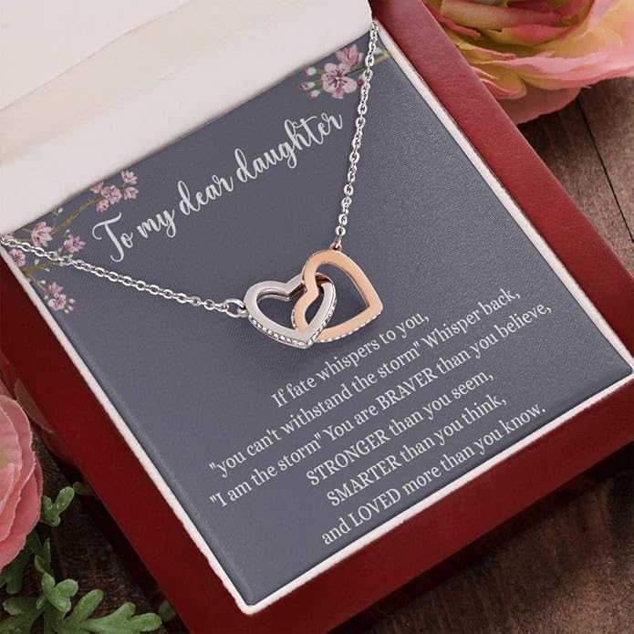 To My Daughter Gift Necklace From Dad or Mom - Badass Daughter Jewelry With Heartfelt Message & Elegant Box