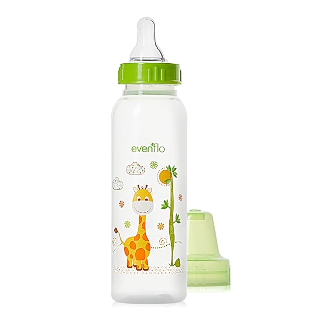 Evenflo Feeding Classic Prints Polypropylene Bottles for Baby, Infant and Newborn - Blue/Green/Teal, 8 Ounce (Pack of 12)