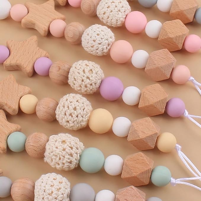 Personalized Pacifier Clips,Personalized Stroller Clip with Name Pacifier Clip (Star-2)