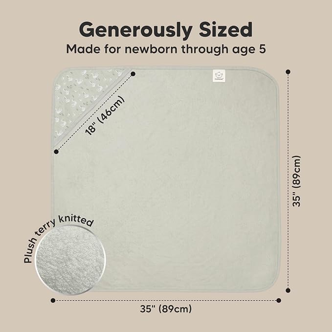 KeaBabies Hooded Baby Towel for Newborn - Viscose Derived from Bamboo Large Baby Bath Towels with Hood for Boys, Girls, Toddler, Extra Absorbent & Soft Newborn Bath Essentials (Serenity)