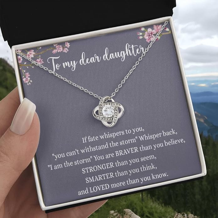 To My Daughter Gift Necklace From Dad or Mom - Badass Daughter Jewelry With Heartfelt Message & Elegant Box