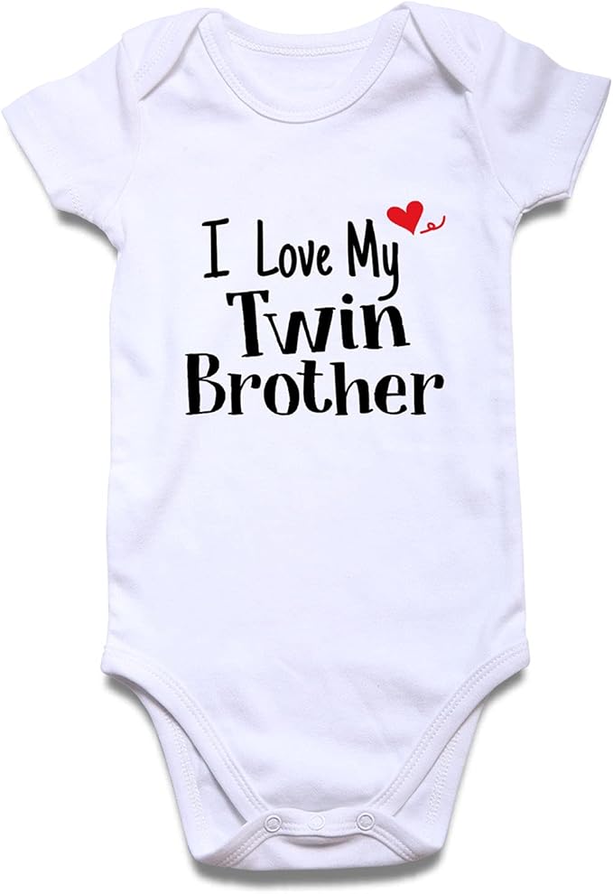 DEFAHN Funny Twins Baby Bodysuits Boys Girls Rompers 2 Pack Twin Matching Clothes Outfits for Newborn Infant