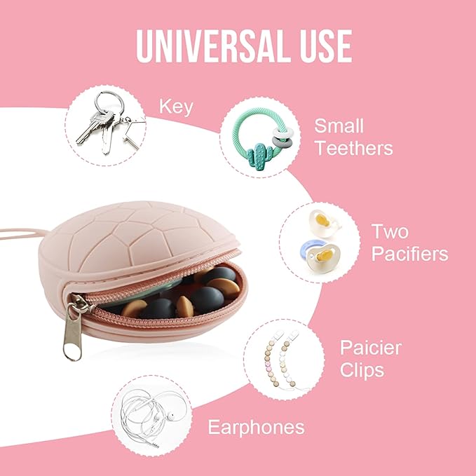 Smlpuame Pacifier Holder Case,BPA Free Portable Pacifier Storage Container,Silicone Baby Pacifier Cover Pouch for Diaper Bag Stroller,Travel Outdoor Activities,Easy to Clean(Muted)