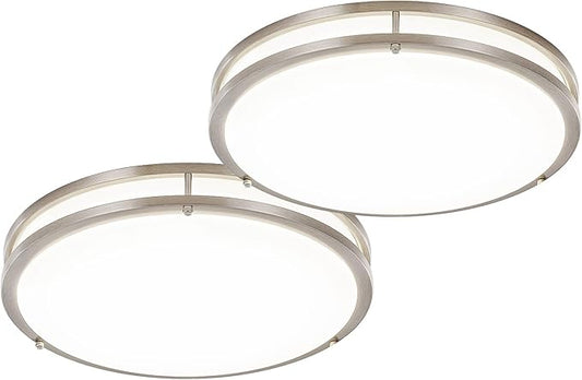DLLT 2Pack Flush Mount LED Ceiling Light: 16 Inch 5CCT (3000K-6000K) & Dimmable Ceiling Light Fixtures for Bedroom Hallway - 36W Modern Brushed Nickel Super Bright Kitchen Lighting Fixtures Ceiling