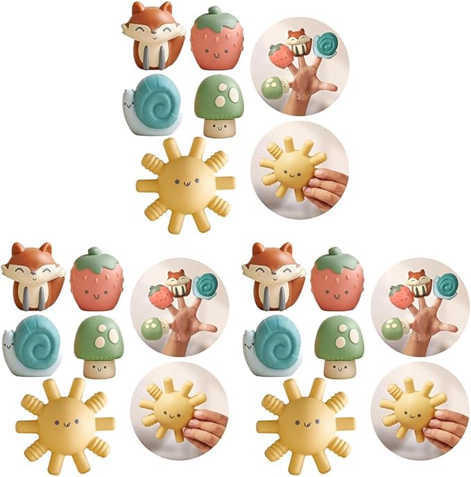 Itzy Ritzy Finger Puppet Bath Toy Set– 5-Piece Set Includes 4 Soft Finger Puppets & 1 Water-Squirting Bath Toy – Fun Characters Offer Interactive & Imaginative Play – for 6 Months and Up - Multicolor