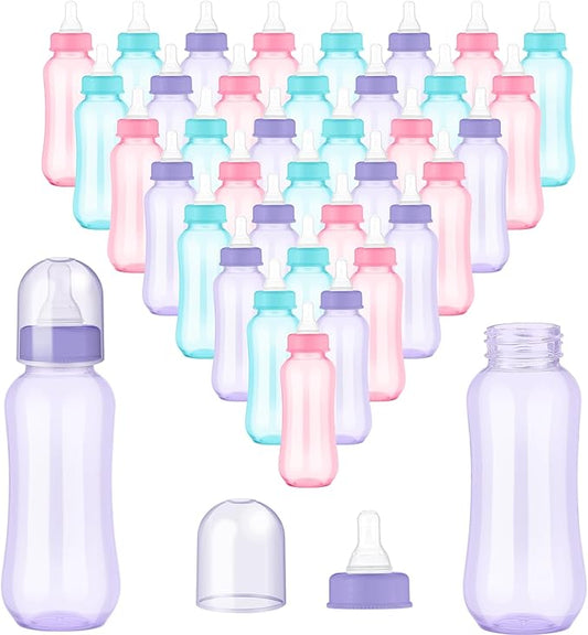 Norme Baby Shower Bottles 9.5 oz Plastic Baby Bottles Chug Sign Shower Game Party Favors Baby Bottles Bulk for Baby Shower Decorations Gender Reveal Gifts(Many Color, 36 Pcs)