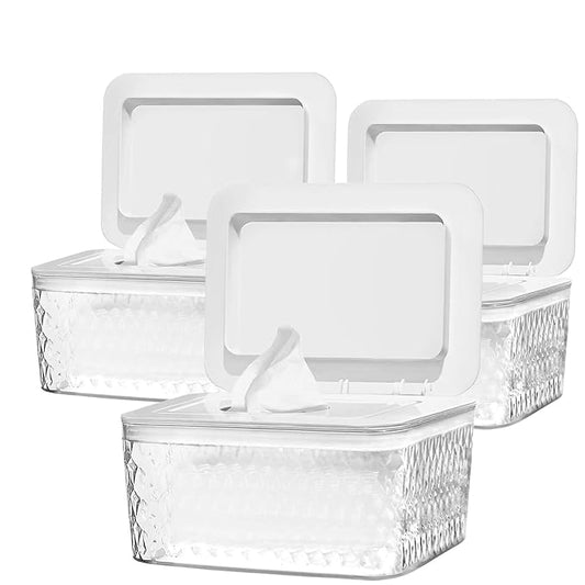 3 Pack Wipes Dispenser Seal-Designed Wipe Dispenser Holder Wipes Case Box for Bathroom Keep Wipes Fresh, Dust-Proof & Non-Slip