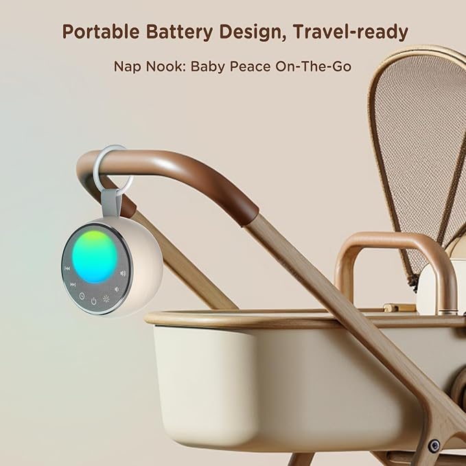 Peakeep White Noise Portable Sound Machine Sleeping Light for Adults Baby, Loud Clear Speaker, 25 Hours Continuous Audio 27 Noise Fan Nature No-looping Sounds, 30 Volume, Battery Operated