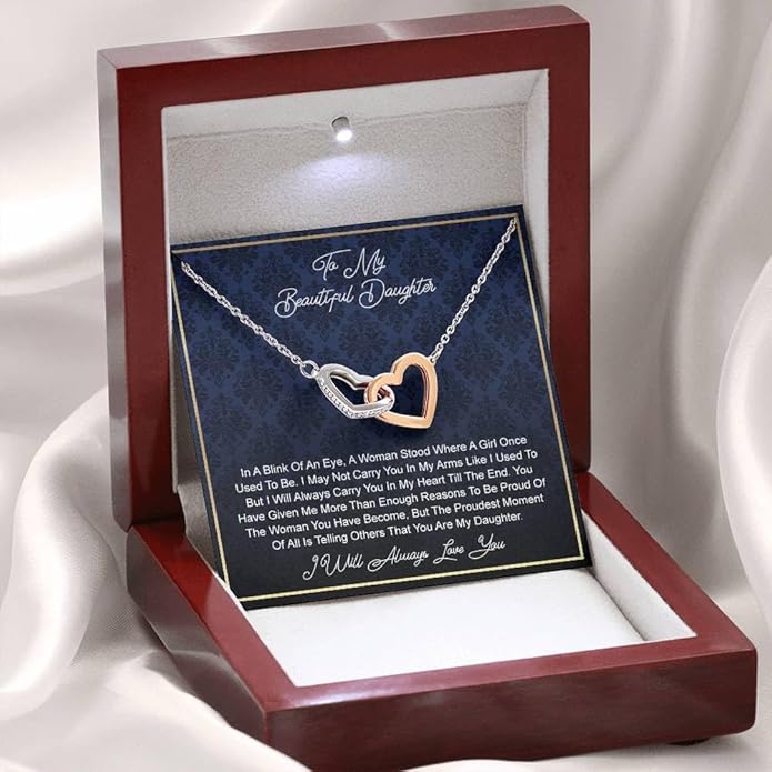 To My Daughter Gift Necklace From Dad or Mom - Badass Daughter Jewelry With Heartfelt Message & Elegant Box