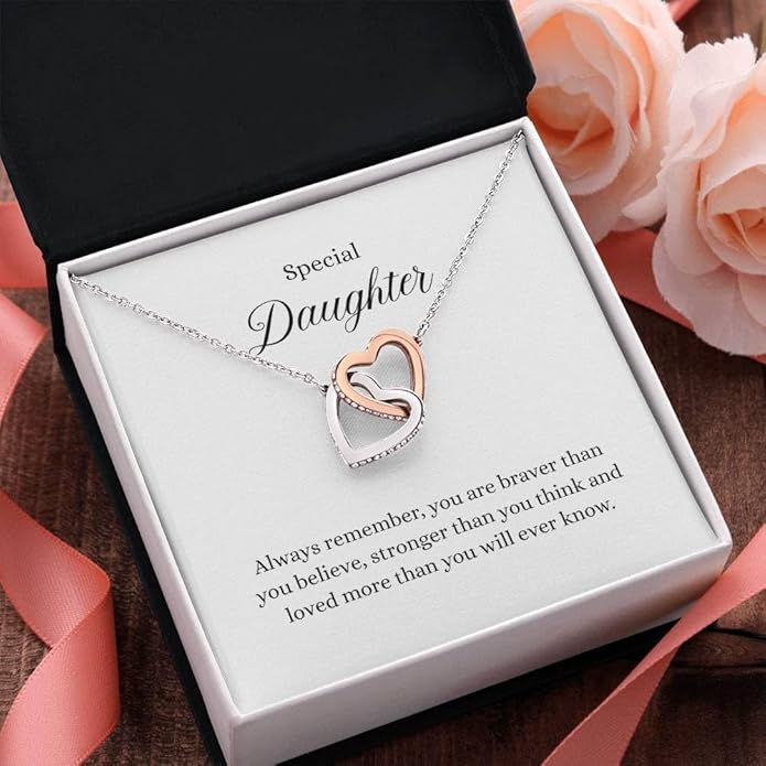 To My Daughter Gift Necklace From Dad or Mom - Badass Daughter Jewelry With Heartfelt Message & Elegant Box