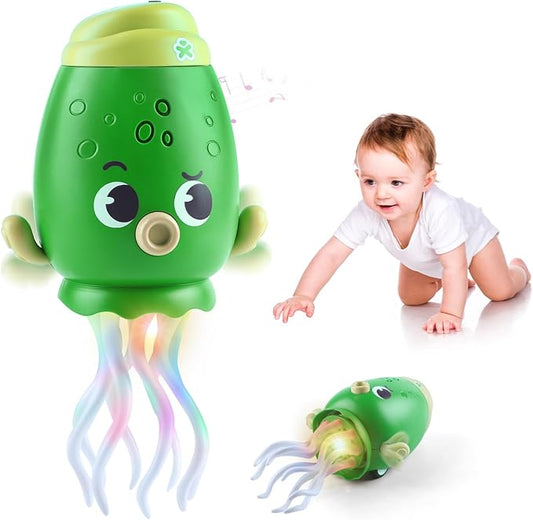 Dancing Octopus Baby Toy, Toddler Crawling Tummy Time Toys with Light and Music, Electric Magic Dancing Squid Toy for Kids 12-18+ Months, Funny 1st Boys Girls Birthday Gifts, Green