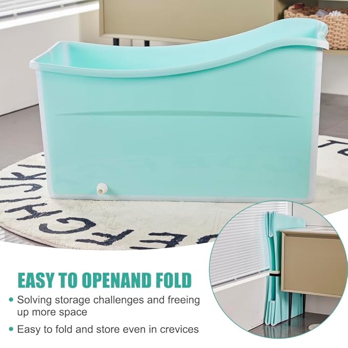 Large Foldable Bathtub for Toddler Collapsible Baby Bathtub Portable Bath tub Lightweight for Children Twins Petite Adult