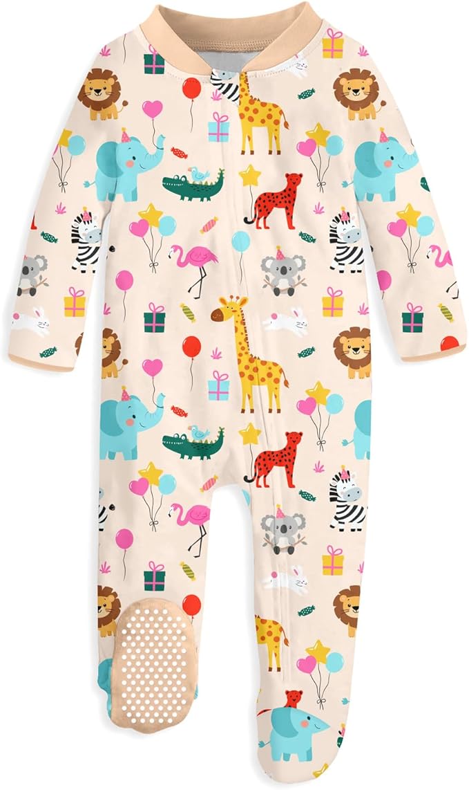 UNIFACO Baby Girls Boys Footed Pajamas One-Piece Sleeper Snug Fit Sleep and Play Zip Front Footie Romper 0-12 Month