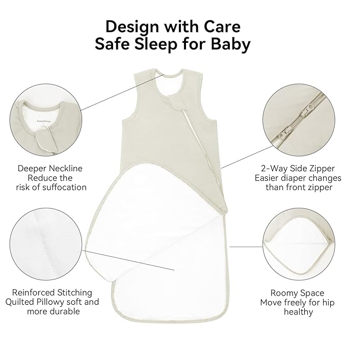 Rayon Made from Bamboo Sleep Sack 0-6 Months 1.0 Tog Ultra Soft Baby Wearable Blanket 0-3 Months Sleeping Sack 3-6 Months for Infant Newborn Babies Unisex Girl Boy 2-Way Zipper Breathable Lightweight