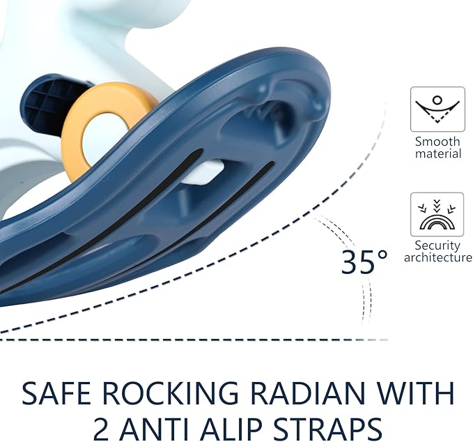 4 in 1 Rocking Horse for Toddlers 1-3 Years Old, Baby Rocking Toy Fun Birthday Gift for 1+ Boys, Ride on Toy with Detachable Balance Board and Footrest，Balance Bike with Push Handle，Blue