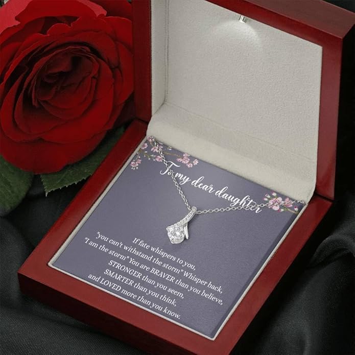 To My Daughter Gift Necklace From Dad or Mom - Badass Daughter Jewelry With Heartfelt Message & Elegant Box