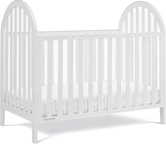 Delta Children Milano 4-in-1 Convertible Crib - Greenguard Gold Certified, Bianca White