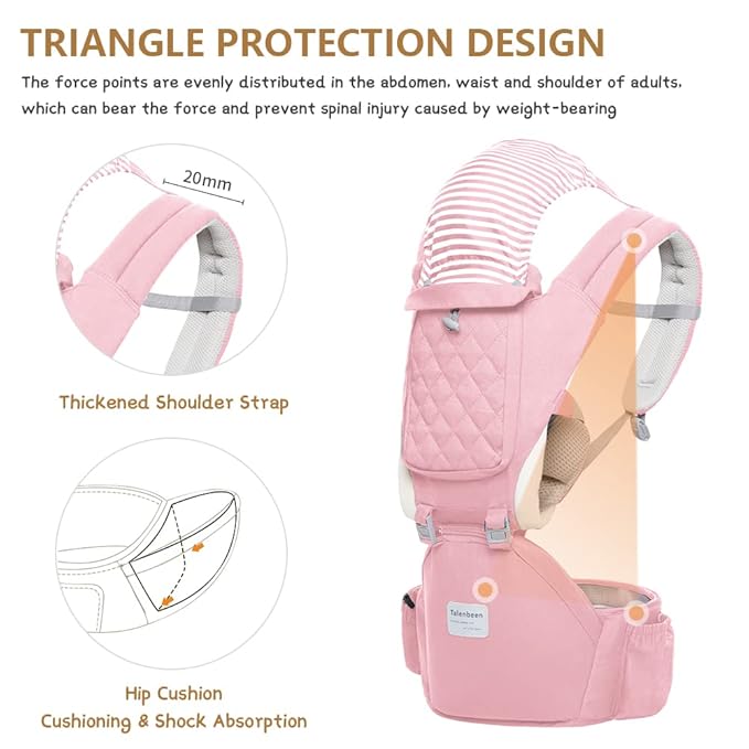 Baby Carrier Newborn to Toddler, 6-in-1 Baby Carrier with Hip Seat Lumbar Support 7-41 lbs, Baby Soft Carrier for All Seasons & Positions, Adjustable Size for Shopping Hiking Travelling