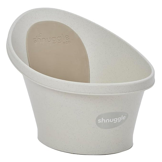 ECO Newborn Baby Bath | Recycled Material with Built-in Support Bump and Soft Backrest | Suitable from Newborn | Includes Water Plug | Cookies and Cream Colour | Beige Taupe Speckled