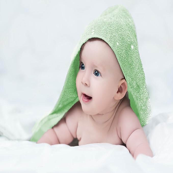 Baby Hooded Towels 31.5 * 31.5" Bath Towel for Newborn Toddler Infant Shower Ultra Absorbent Soft Bathrobe Blanket Boys and Girls(Green)