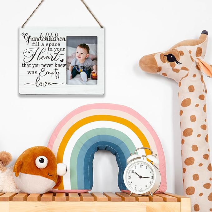 Grandchildren Picture Frame for Grandparents Newborn Baby Gift for Grandma Grandpa Grandchildren Fill A Space In Your Heart Photo Frame Table Desk Decor for Home Livingroom Bedroom Tabletop Display Frame picture1809